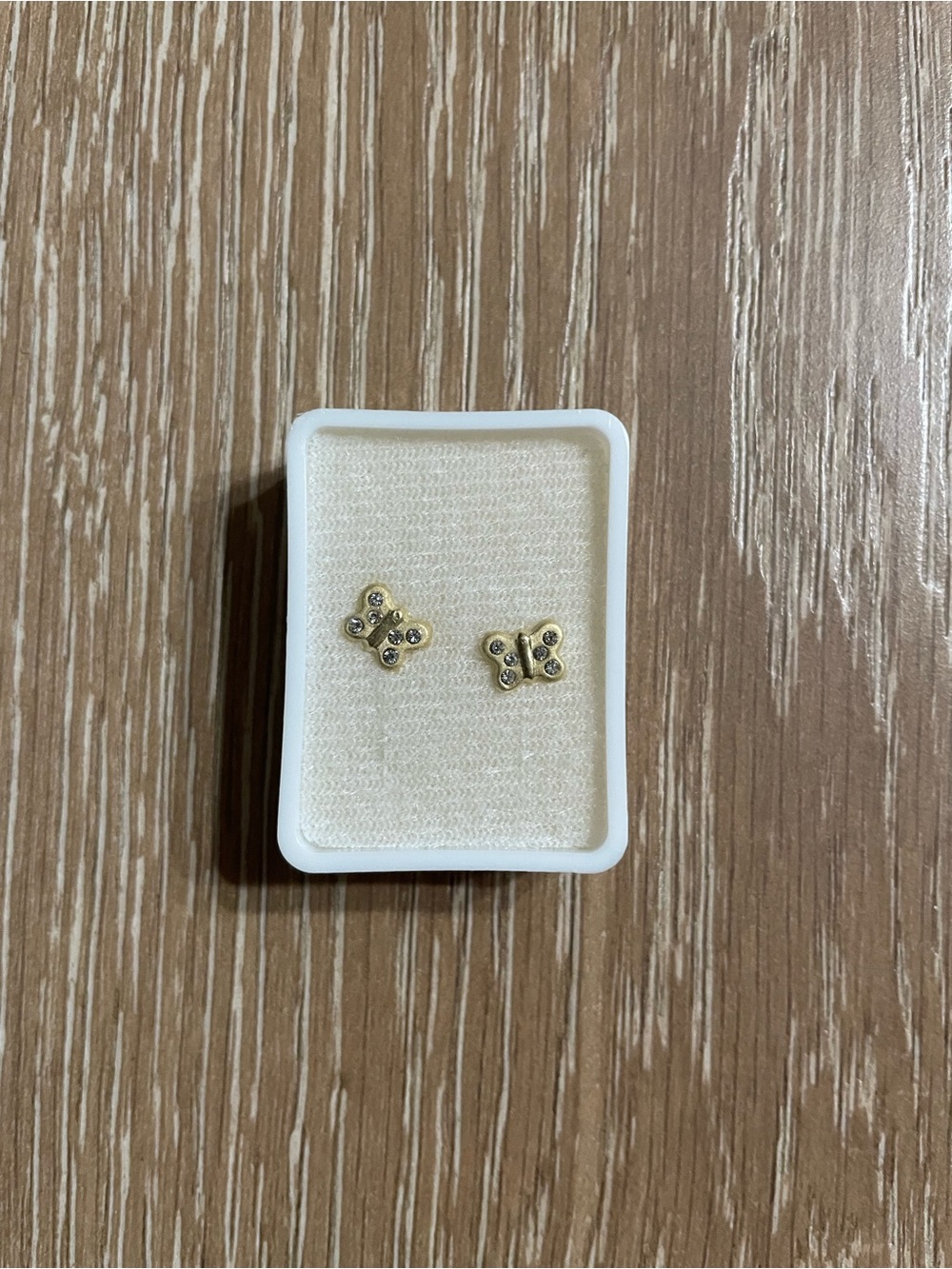 NWOT Gold Butterfly Stud Earrings - Crystal Accent